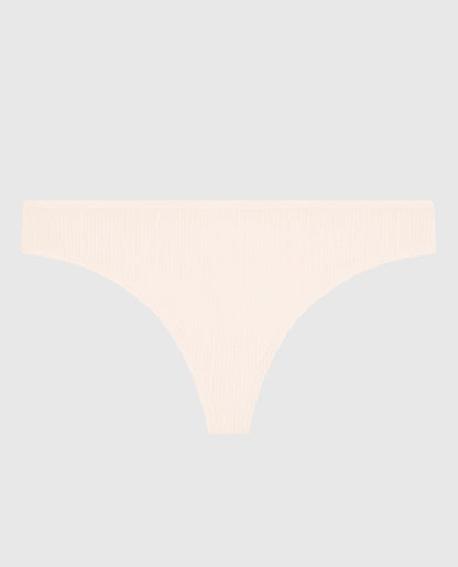 Ribbed Thong Panty in Ivory Dawn