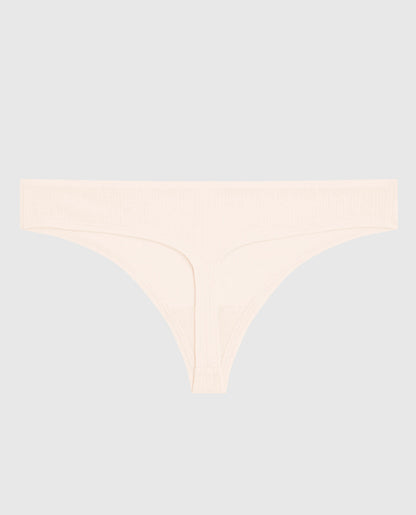 Ribbed Thong Panty in Ivory Dawn