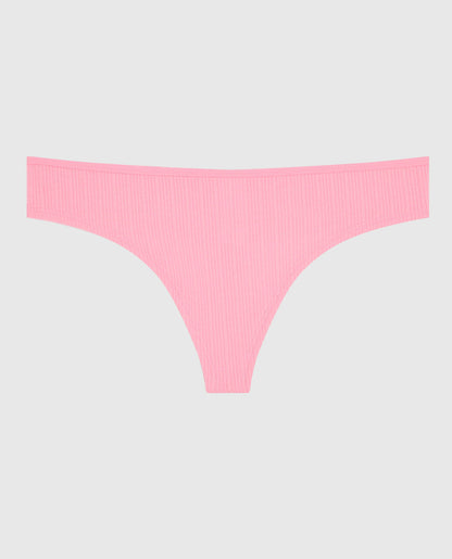Ribbed Thong Panty in Make Me Blush