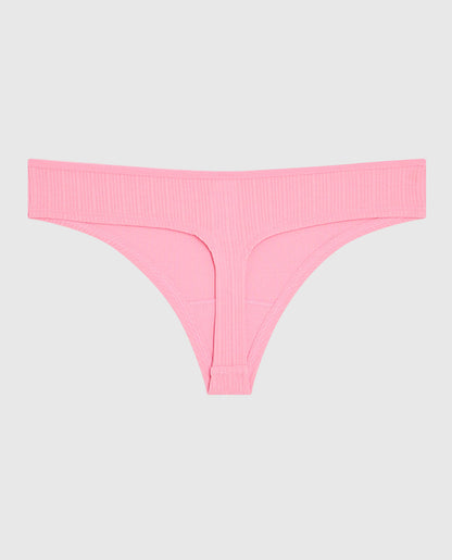 Ribbed Thong Panty in Make Me Blush