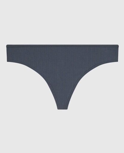 Ribbed Thong Panty in Stormy Weather