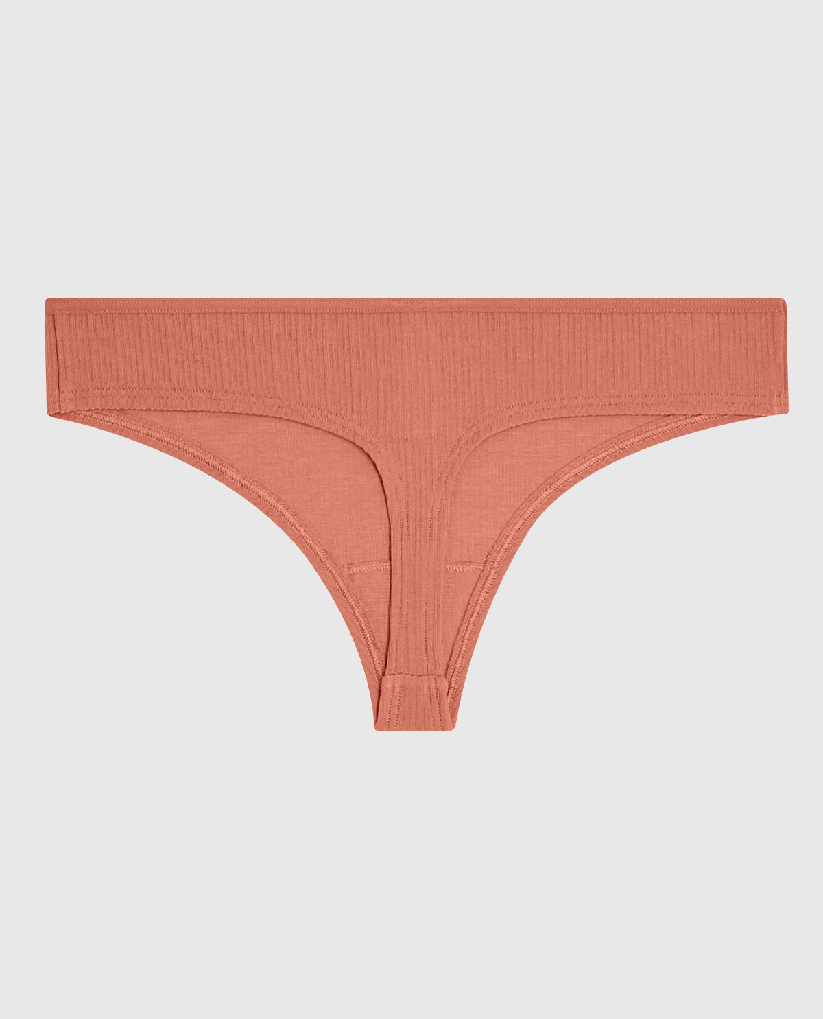 Ribbed Thong Panty in Rosy Blush