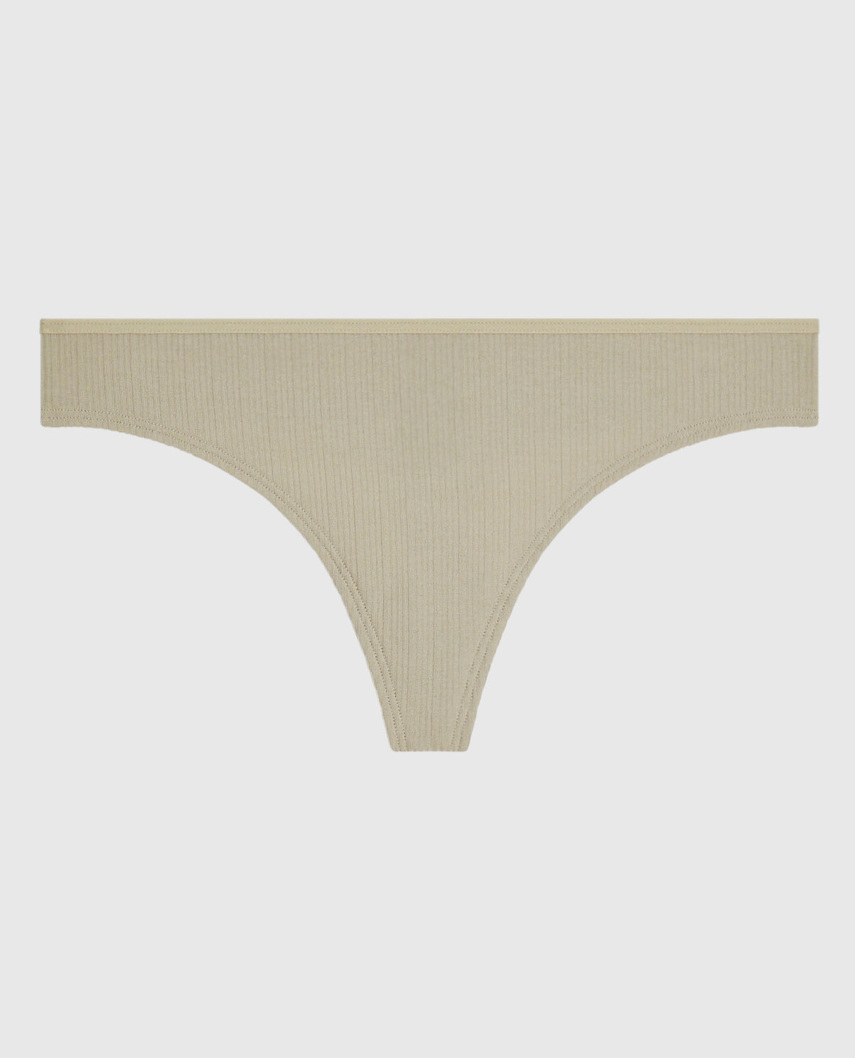 Ribbed Thong Panty in Stone Grey