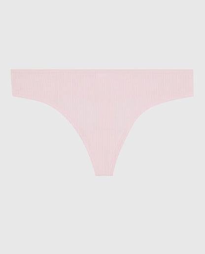 Ribbed Thong Panty in Pink-A-Boo