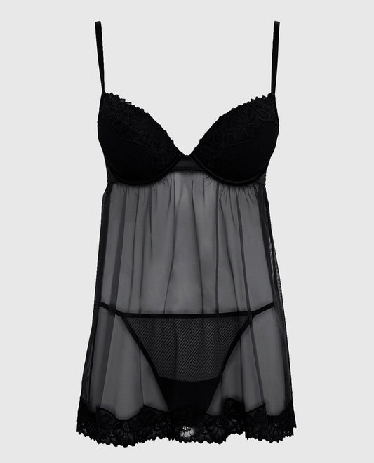 Push Up Babydoll with Lace Trim