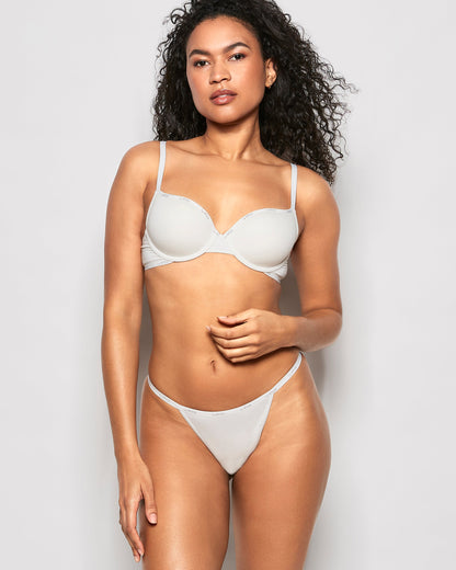 Lightly Lined Demi Logo Bra in Ivory