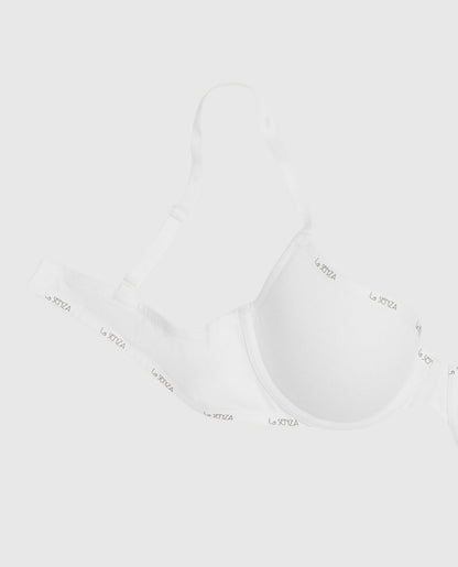 Lightly Lined Demi Logo Bra in Ivory
