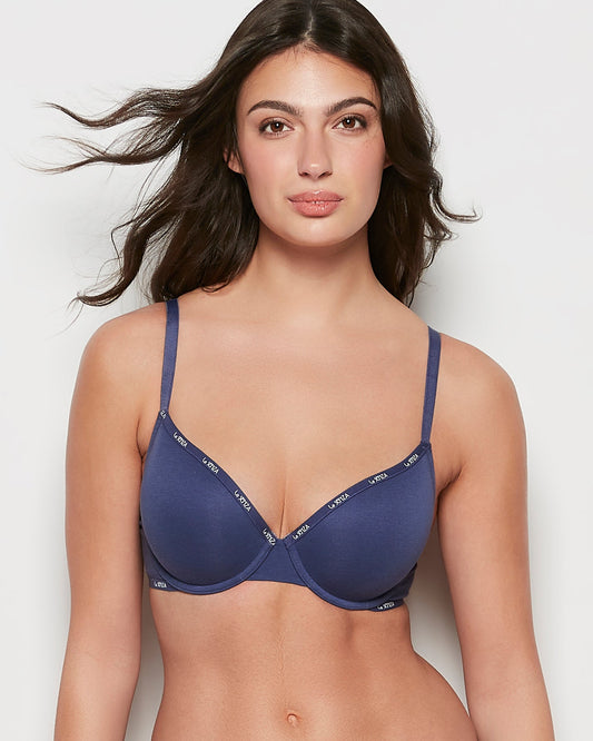 Lightly Lined Demi Logo Bra in Dusk Blue