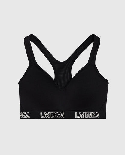 Medium Impact Logo Sports Bra in Smoulder Black