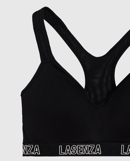 Medium Impact Logo Sports Bra in Smoulder Black