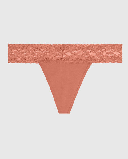 Thong Panty with Lace in Rosy Blush