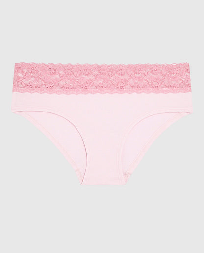Hipster Panty with Lace Trim in Pink