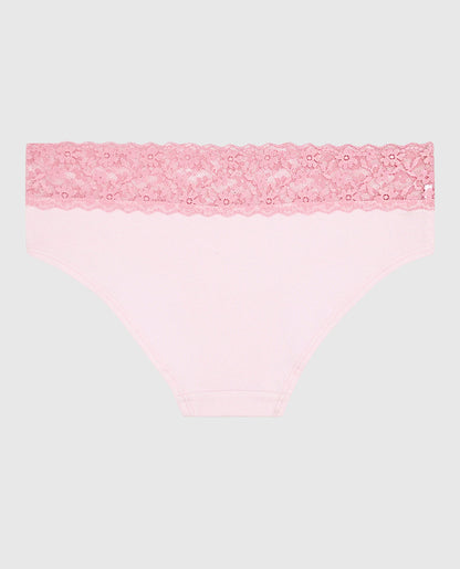 Hipster Panty with Lace Trim in Pink