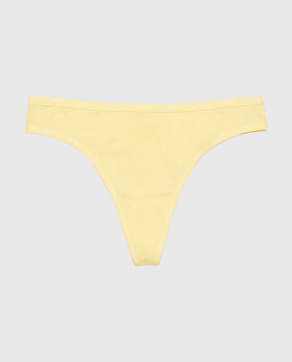 Thong Panty with Logo Trim in Mellow Yellow