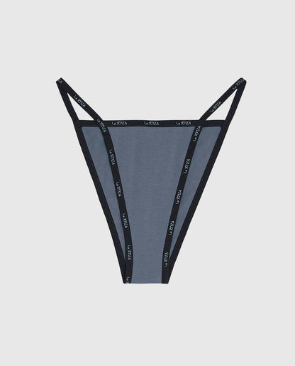 Cheeky Panty with Logo Trim in Stormy Weather