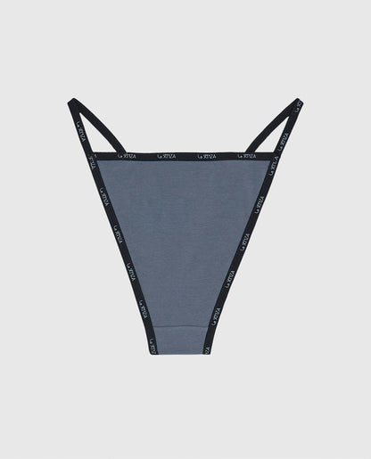 Cheeky Panty with Logo Trim in Stormy Weather