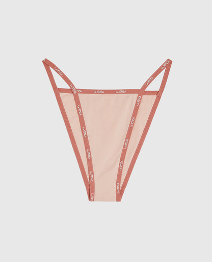 Cheeky Panty with Logo Trim in Peaceful Peach