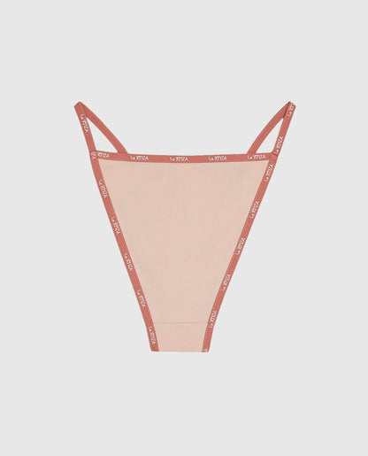 Cheeky Panty with Logo Trim in Peaceful Peach
