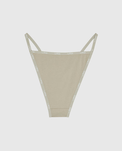 Cheeky Panty with Logo Trim in Stone Grey