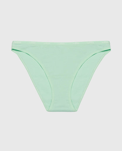 Bikini Panty with Logo Trim in Mist Green