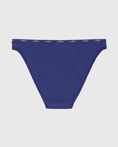 Bikini Panty with Logo Trim in Dusk Blue