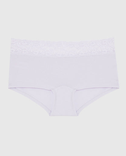 Boyshort Panty with Lace in Lavender Cake