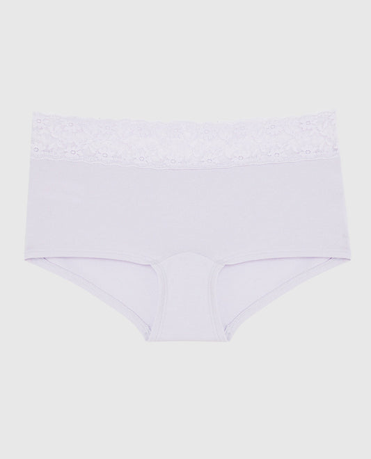Boyshort Panty with Lace in Lavender Cake