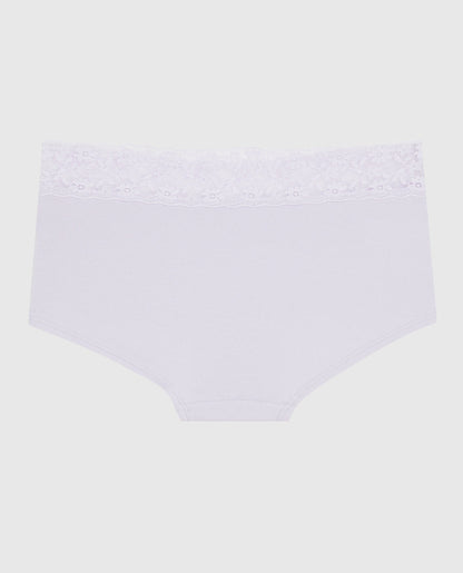Boyshort Panty with Lace in Lavender Cake