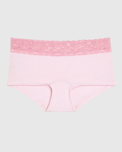 Boyshort Panty with Lace Trim in Pink