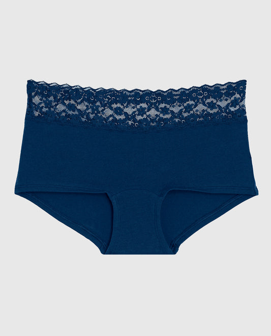 Boyshort Panty with Lace Trim in Ocean Cavern