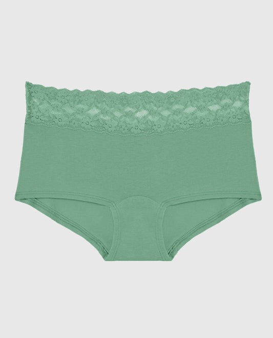 Boyshort Panty with Lace Trim in Wintermint