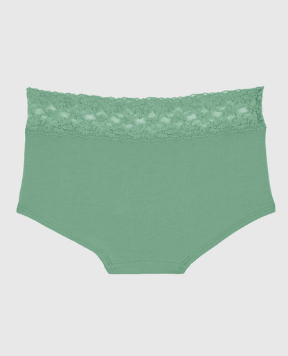 Boyshort Panty with Lace Trim in Wintermint