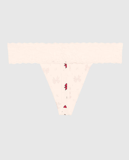 Thong Panty with Lace Trim in Bow to the Queen