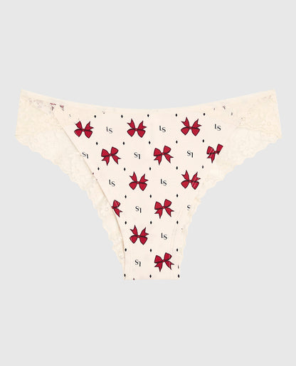 Cheeky Panty with Lace Trim in Bow to the Queen