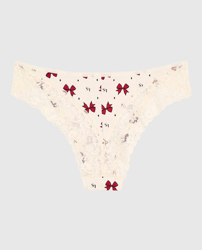 Cheeky Panty with Lace Trim in Bow to the Queen