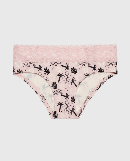 Hipster Panty with Lace Trim in Sand and Surf