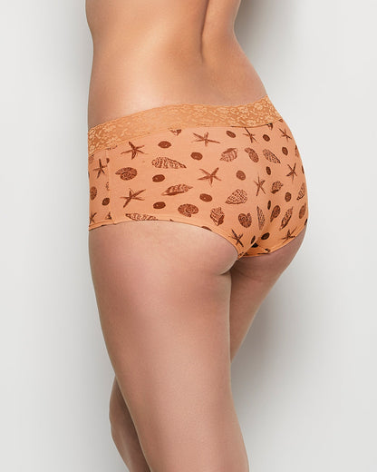 Boyshort Panty with Lace Trim in She Sells Sea Shells