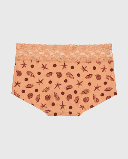 Boyshort Panty with Lace Trim in She Sells Sea Shells