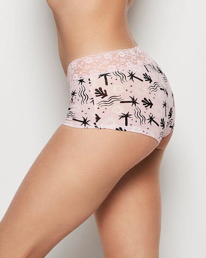 Boyshort Panty with Lace Trim in Sand and Surf