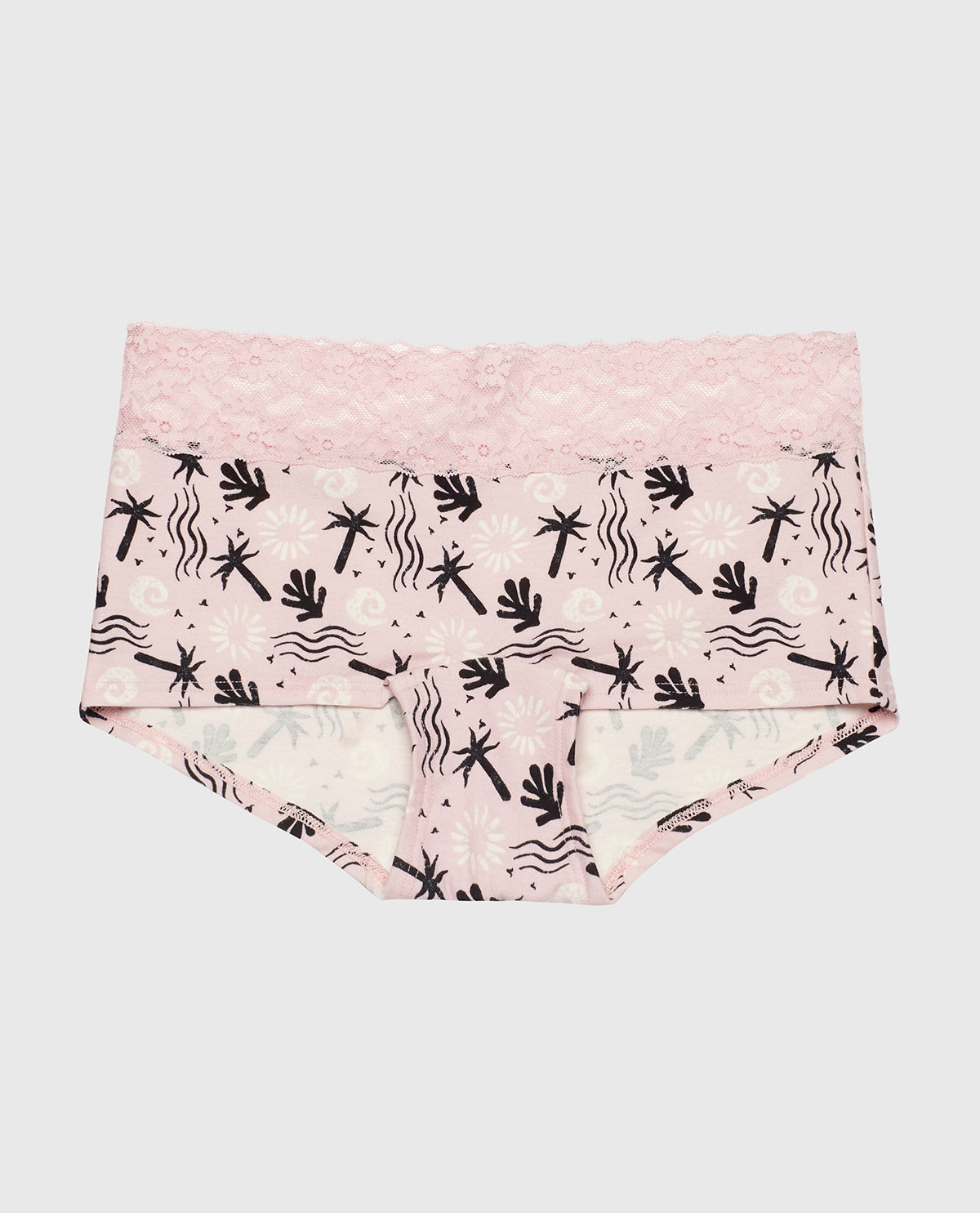 Boyshort Panty with Lace Trim in Sand and Surf