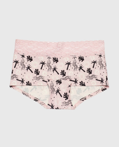 Boyshort Panty with Lace Trim in Sand and Surf