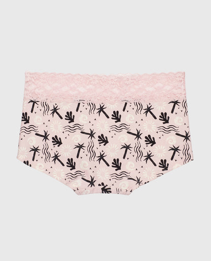 Boyshort Panty with Lace Trim in Sand and Surf