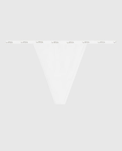 G-String Panty with Logo Trim in Ivory