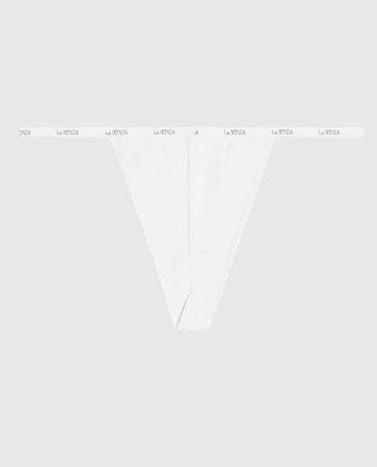 G-String Panty with Logo Trim in Ivory
