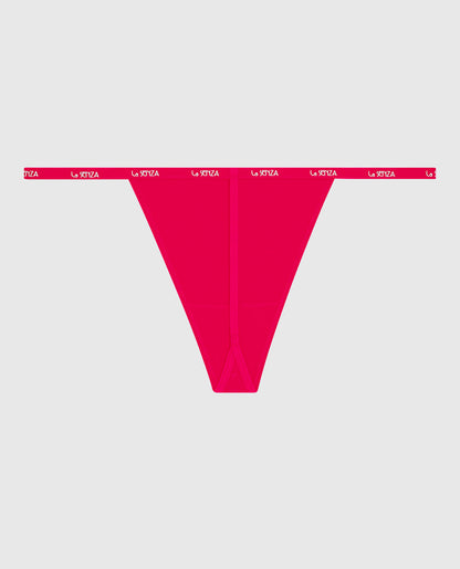 G-String Panty with Logo Trim in Cosmo Red