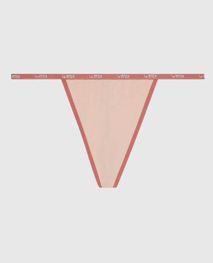 G-String Panty with Logo Trim in Peaceful Peach