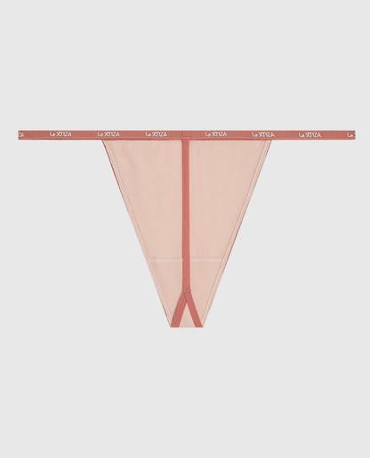 G-String Panty with Logo Trim in Peaceful Peach