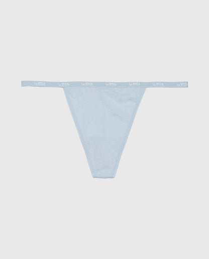 G-Sring Panty with Logo Trim in Subdued Blue