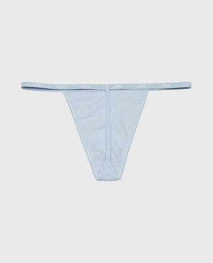 G-Sring Panty with Logo Trim in Subdued Blue