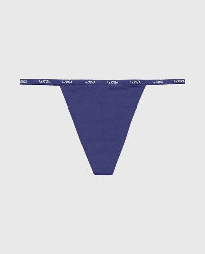 G-Sring Panty with Logo Trim in Dusk Blue